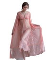 Blushing Serenade Long Lace Robe & Chemise Set